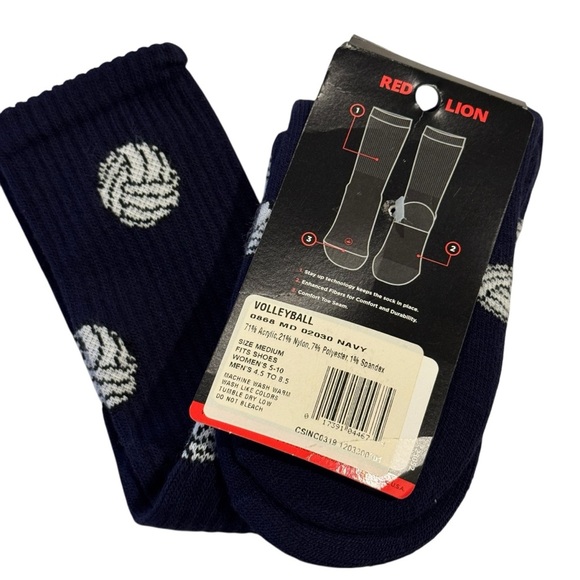 Red Lion Navy Volleyball Socks Medium Crew - Picture 2 of 5